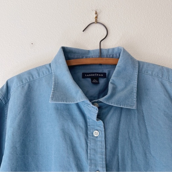 Vintage Womens Lands End blue corduroy button up‎ shirt 18-20 - Picture 1 of 6